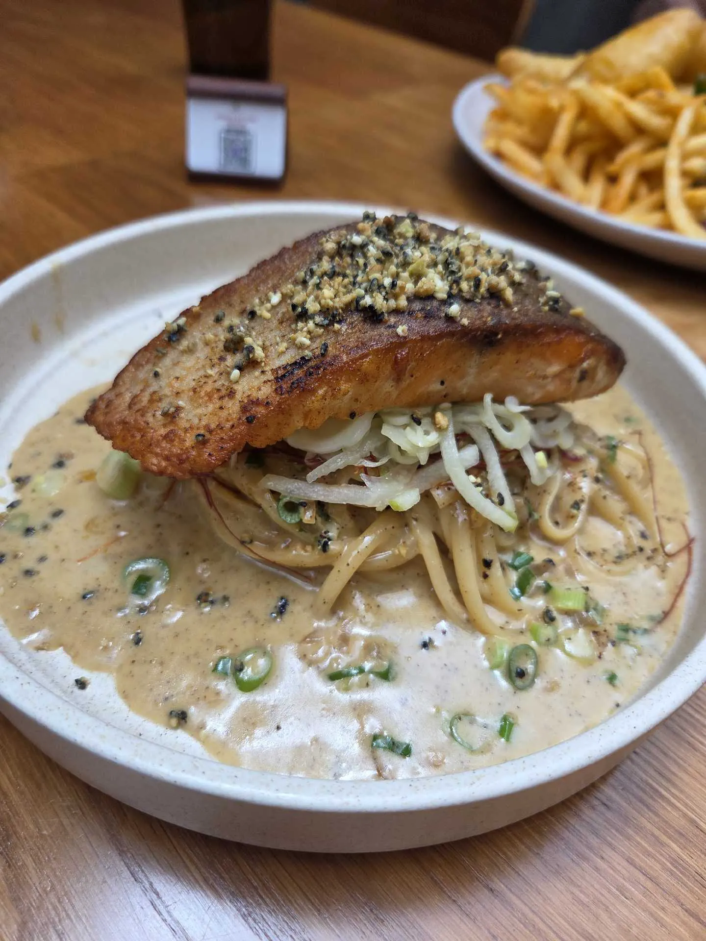 Salmon with brown butter pasta and other interesting food😋